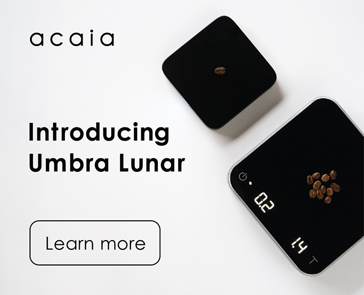 banner advertising Acaia scales and grinders